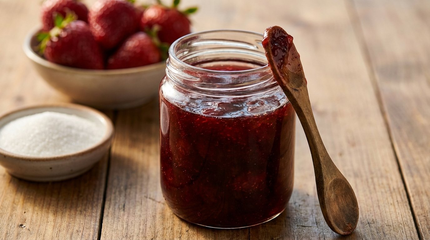 entdecken Sie, wie Sie Zucker in hausgemachter Marmelade reduzieren und dabei das Aroma bewahren – Mit Expertentipps für gesündere Konfitüre mit weniger Süße