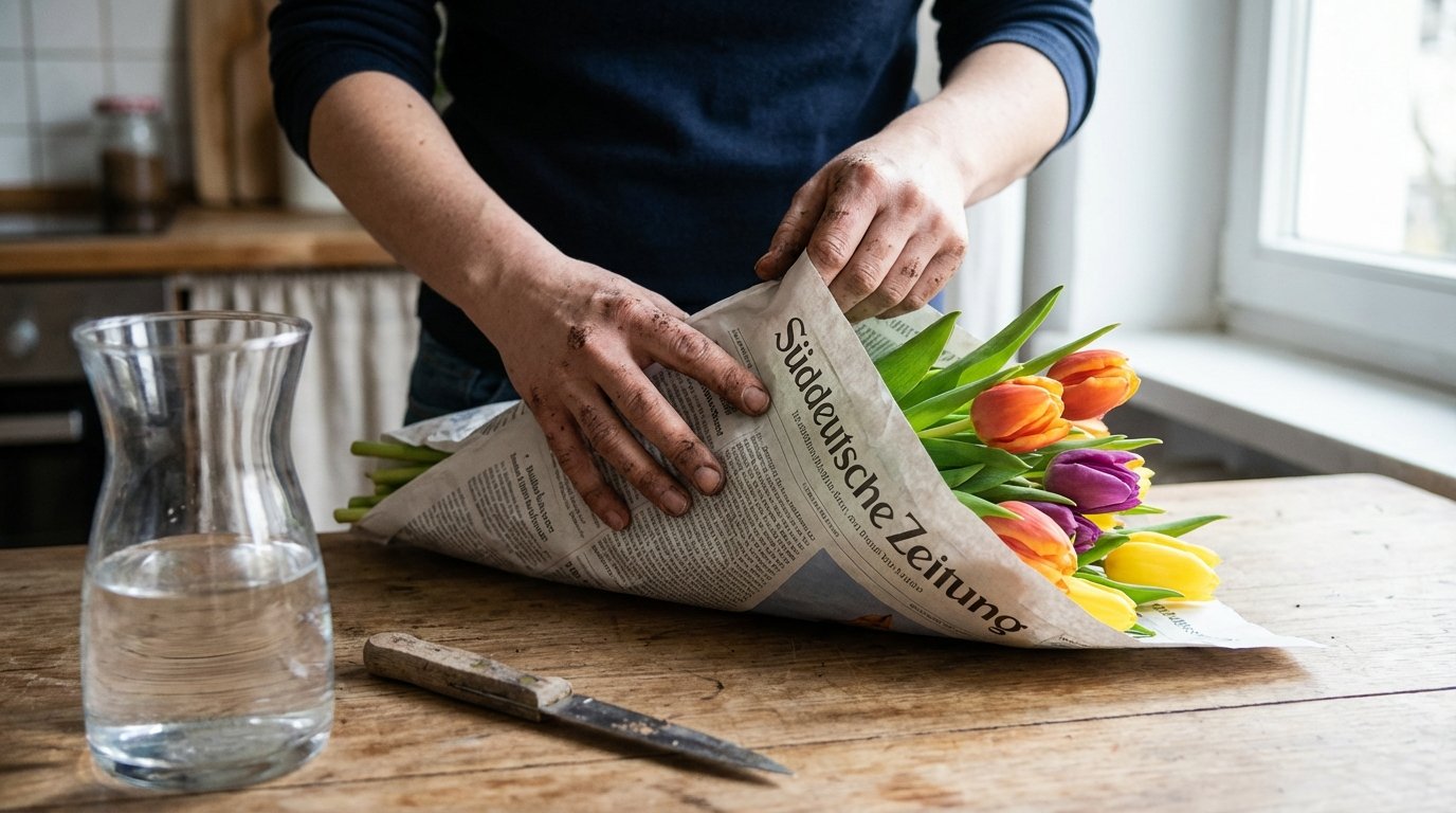 erfahren Sie, wie Zeitungspapier verwelkte Tulpen innerhalb weniger Stunden rettet und Ihre Schnittblumen länger frisch bleiben