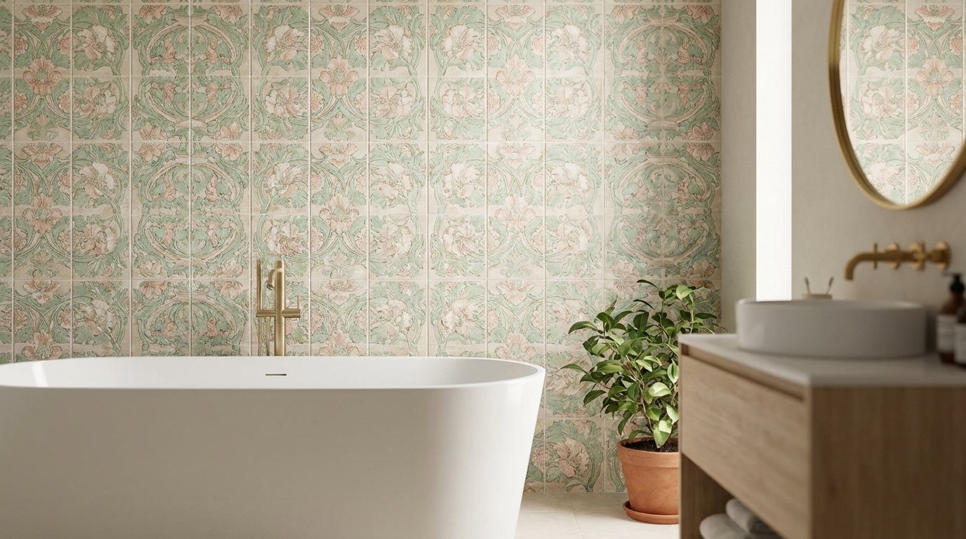 entdecken Sie den farbenfrohen Badezimmer Trend, der von unseren Großmüttern inspiriert ist und sterile weiße Bäder durch warme, persönliche Designs ersetzt